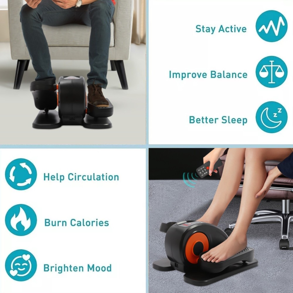Under Desk Electric Elliptical Machine Leg Exerciser W/ Remote Control Home
