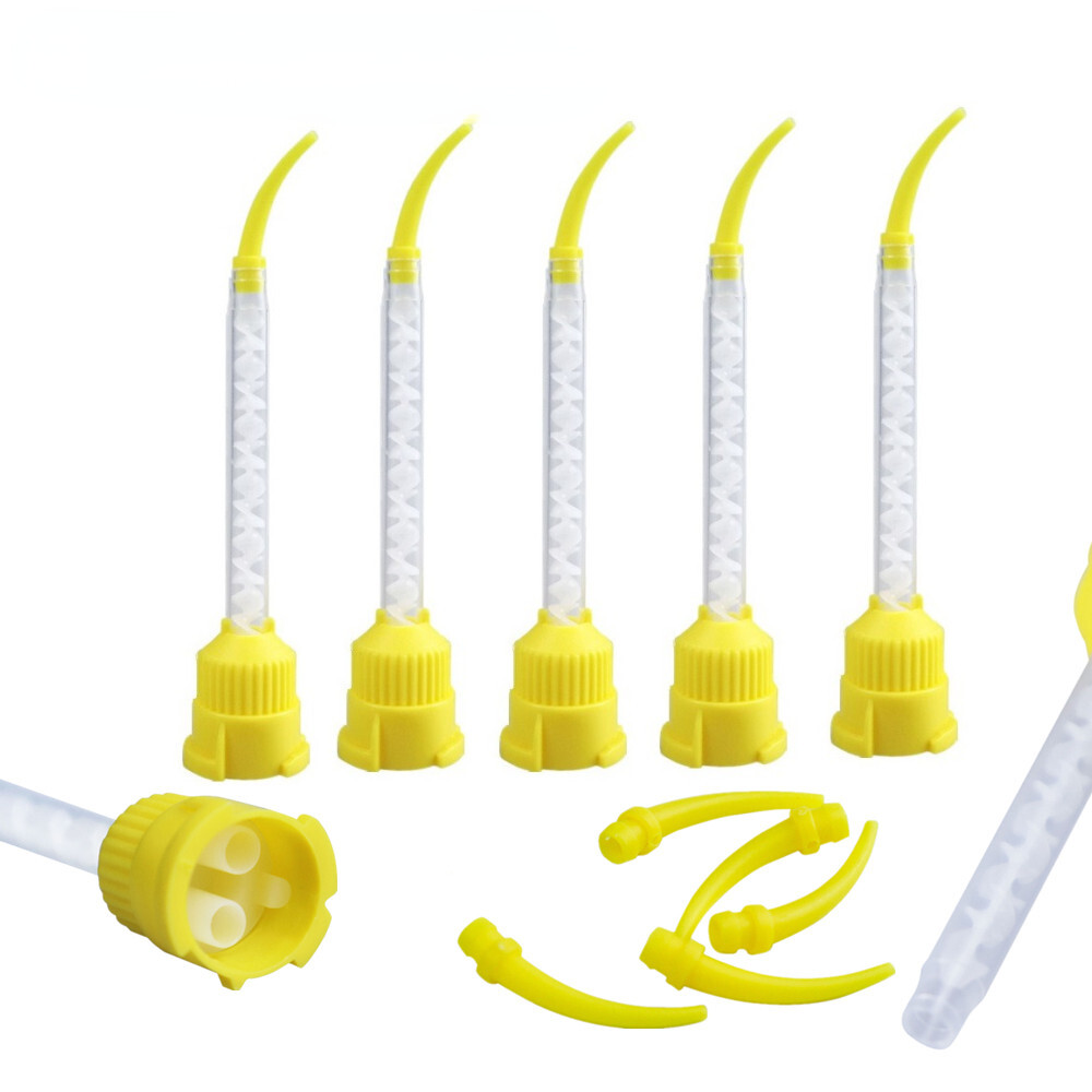 50/100pcs Silicon Dental Impression Material Mixing Tips Yellow Disposable
