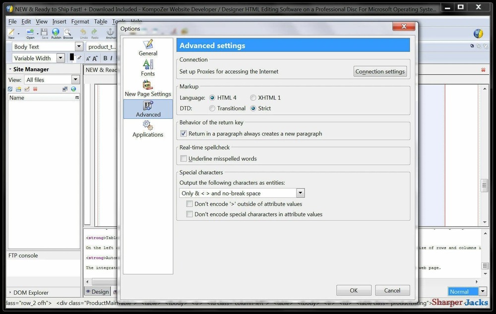 KompoZer Website Developer / Designer HTML Editing Software for Windows on USB
