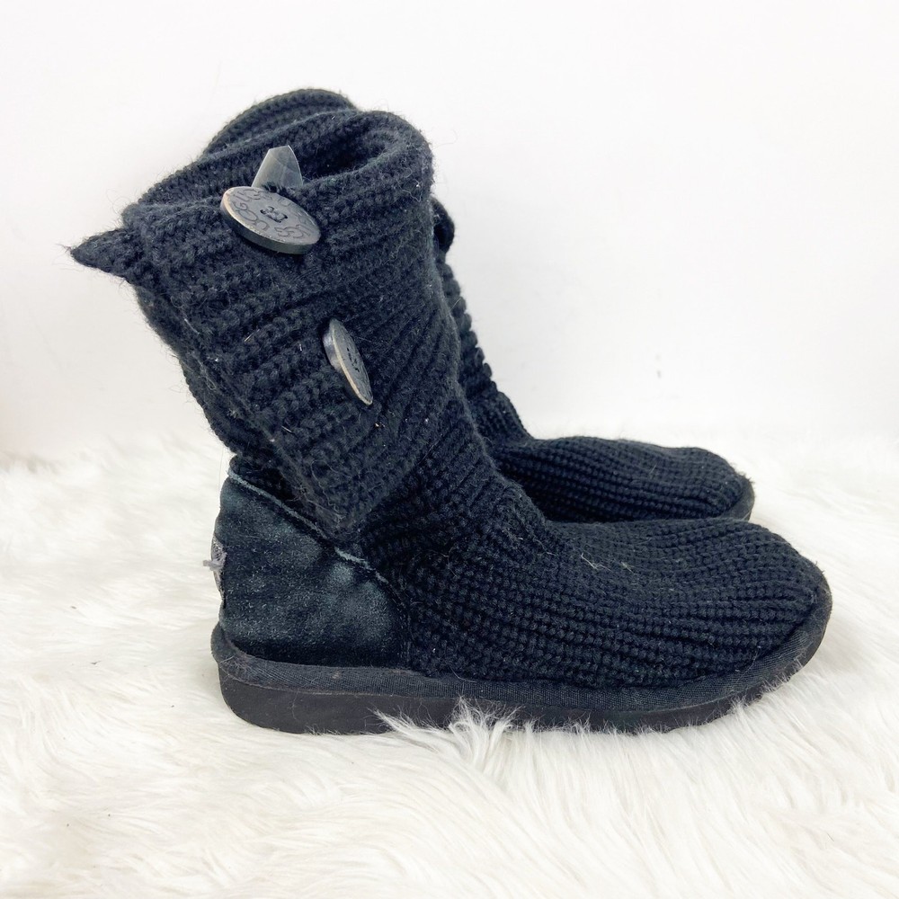 Ugg 4 Womens Black Knit Classic Cardy Boots