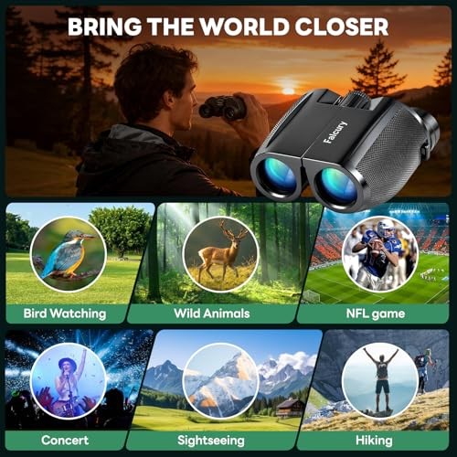10x25 Compact Binoculars for Adults & Kids - High-Powered, Foldable,