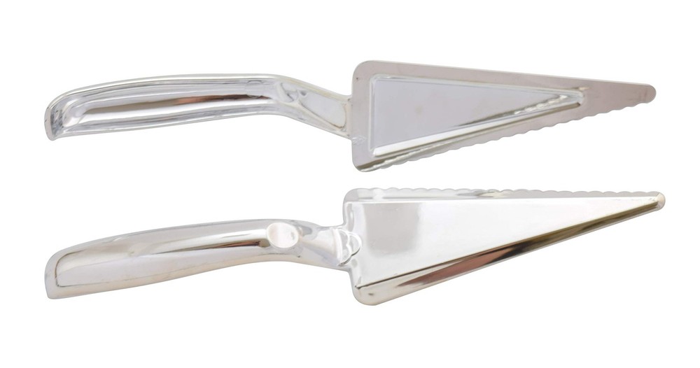 6 Pack | Disposable Plastic Pie/cake Servers | Heavy Duty | Silver