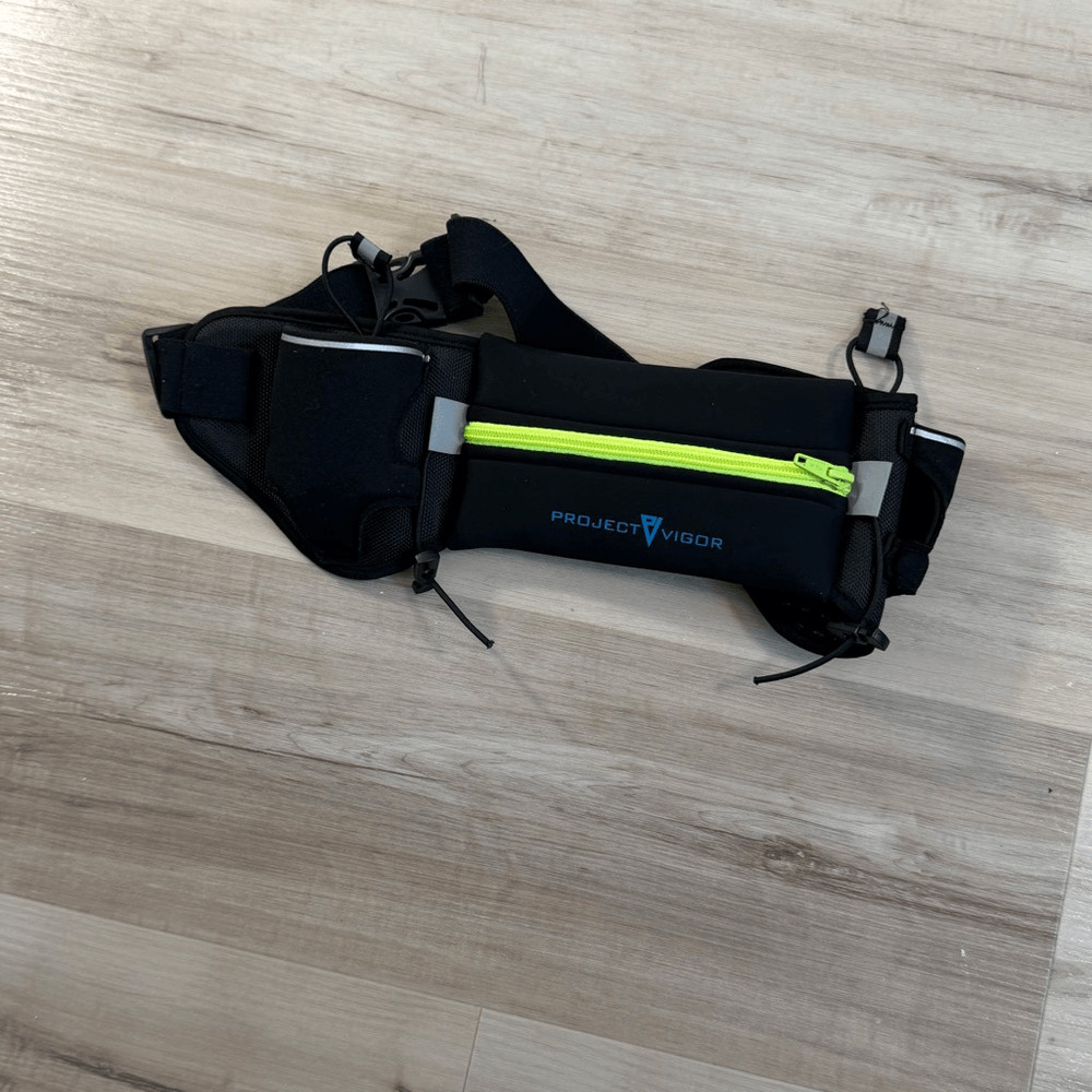 Project Vigor Hydration Running Belt Waist Pack with Bottles Adjustable Black Gr