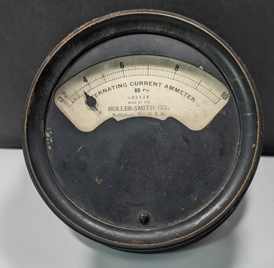 Roller Smith Alternating Current Ammeter Meter USA Untested Steampunk Style
