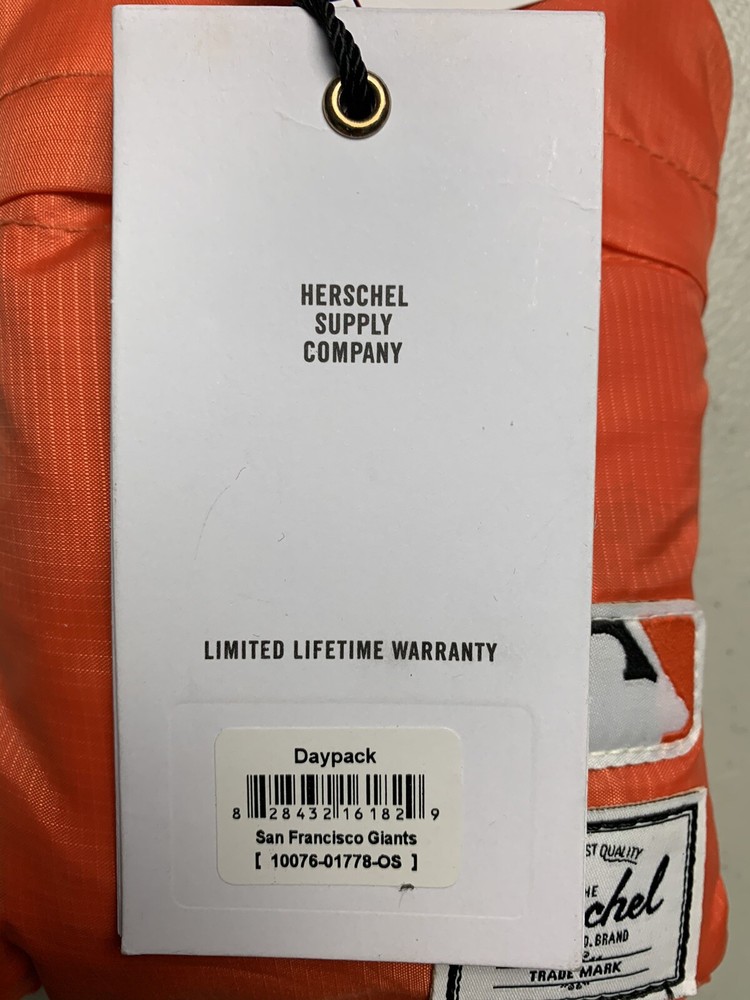 MLB Herschel Supply Co. Packable Daypack Backpack SAN FRANCISCO GIANTS Baseball