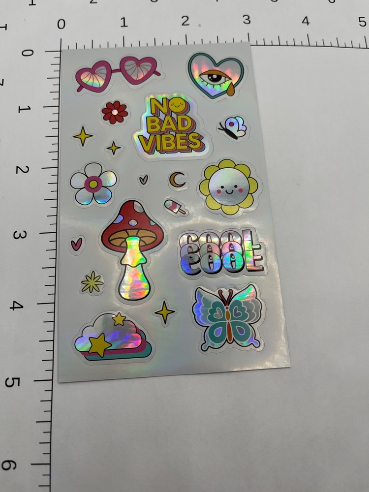 Hippy peace metallic sticker sheer (5)
