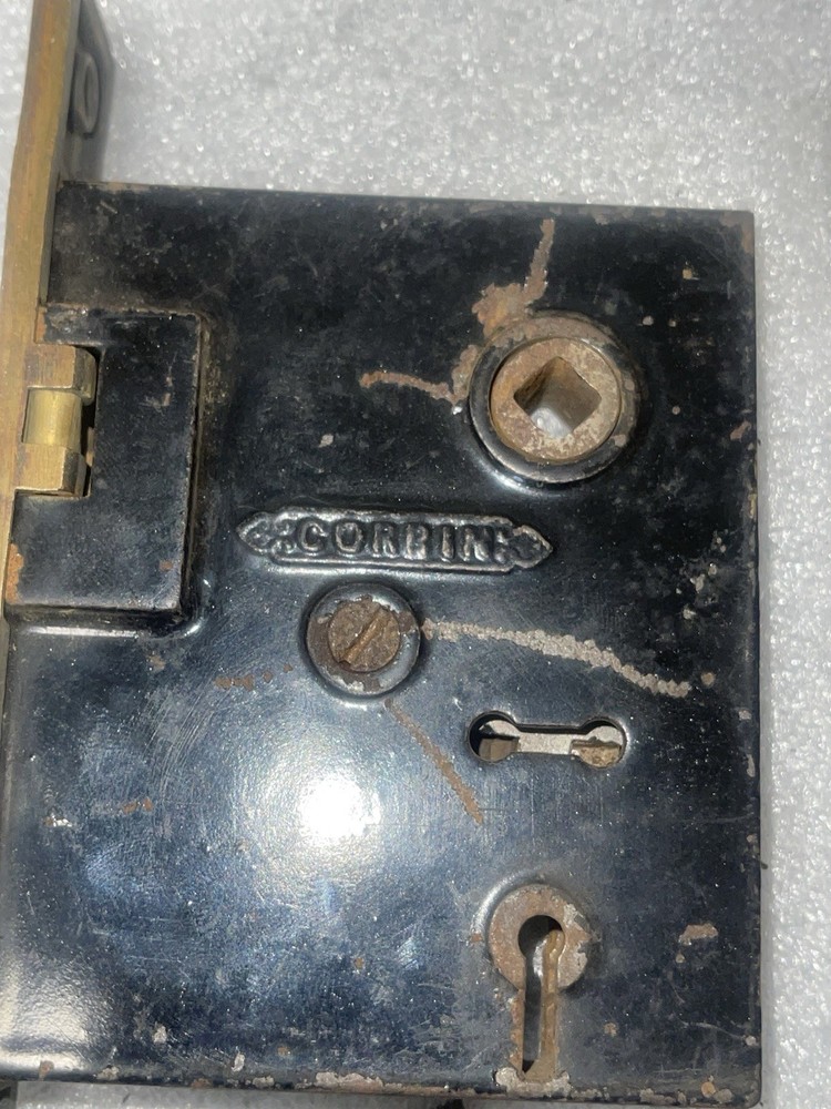 Antique Mortise Lock & Key, Door Knobs, Backplates, by Corbin