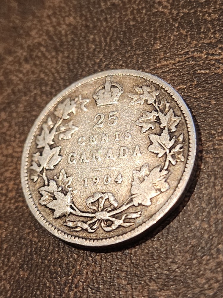 1904 Canadian 25 Cents Silver Coin