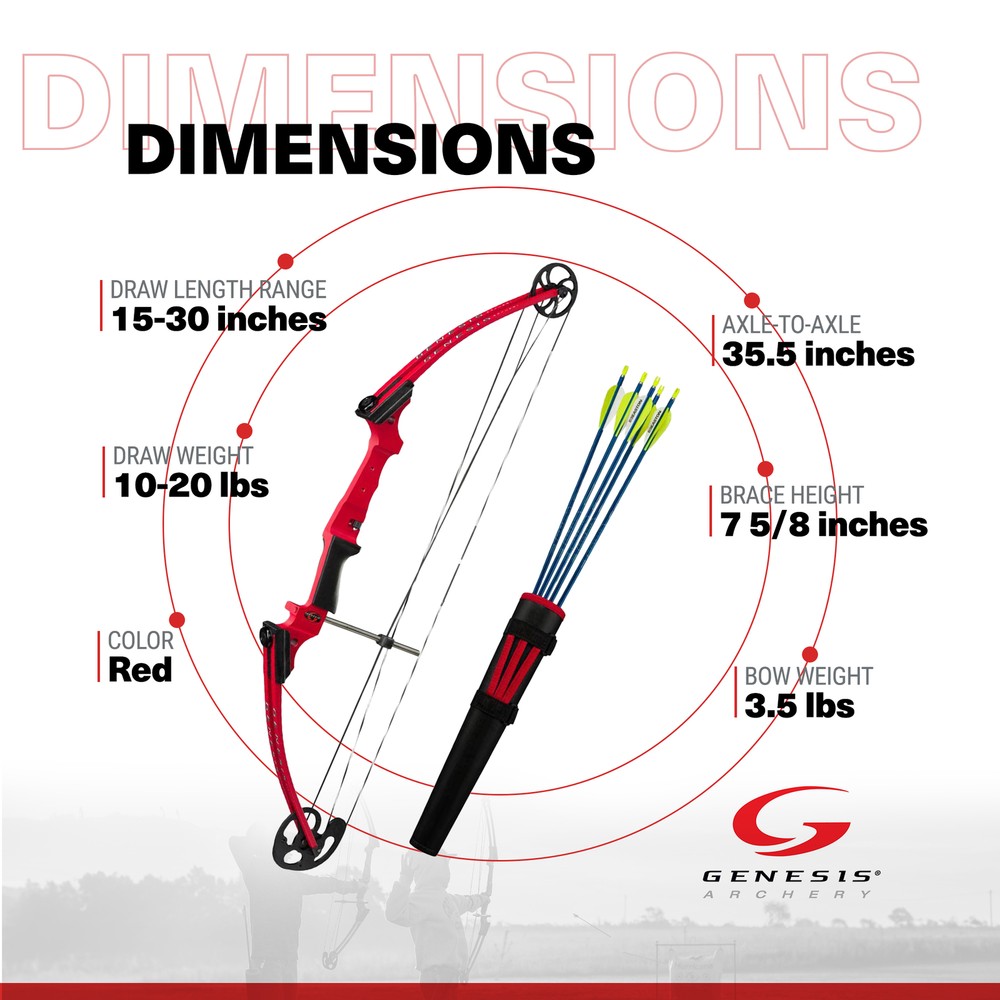 Genesis Archery 10930 Red Original Compound Target Practice Bow Kit, Right Hand