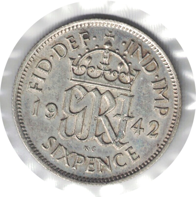 1942 U.K SIXPENCE SILVER.