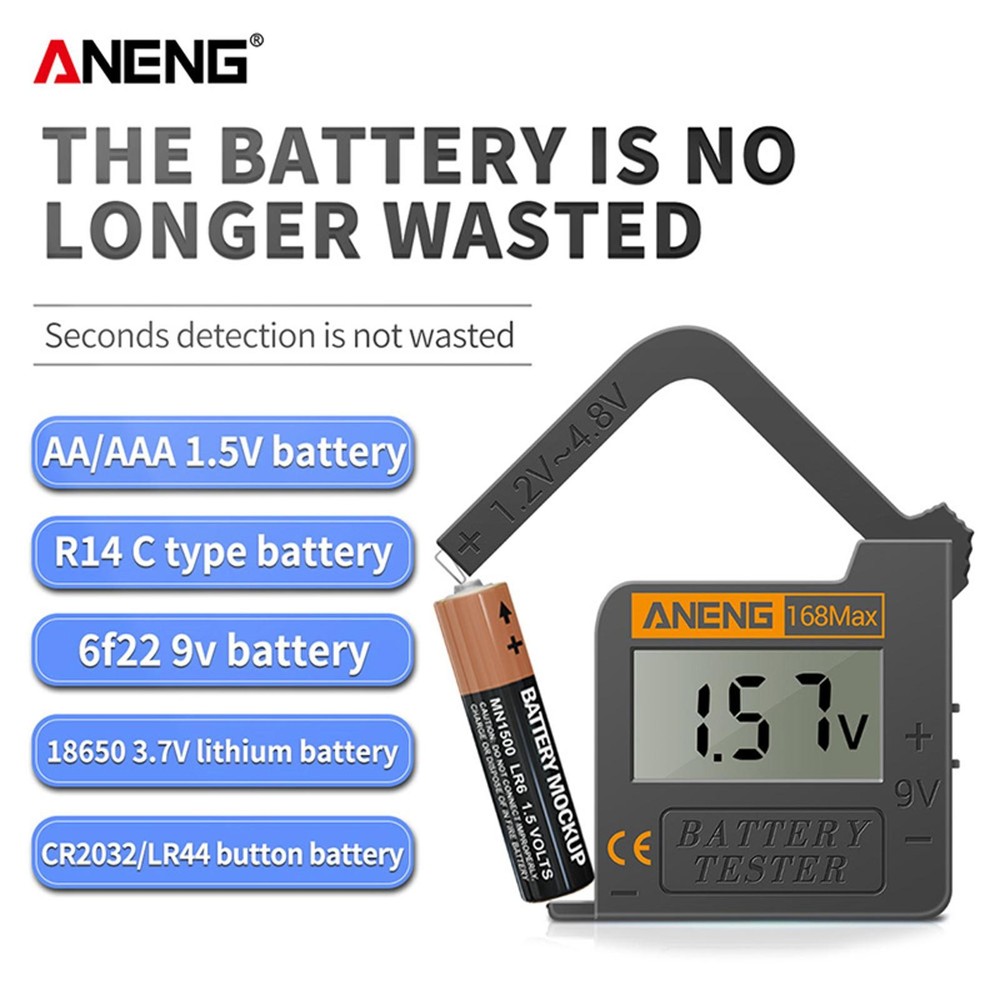 Digital Battery Tester Detector Diagnostic Volt Checker for AAA AA C Battery E