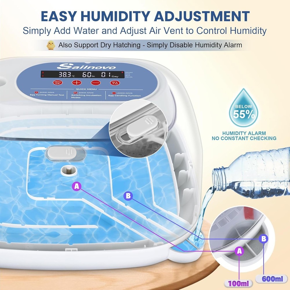 24 Egg Incubators for Hatching Eggs - Automatic Temperature Control and Egg
