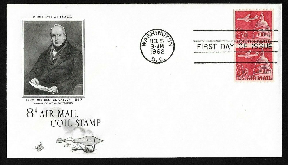 #C65  8c Jet over Capitol - ArtCraft FDC Coil Pair