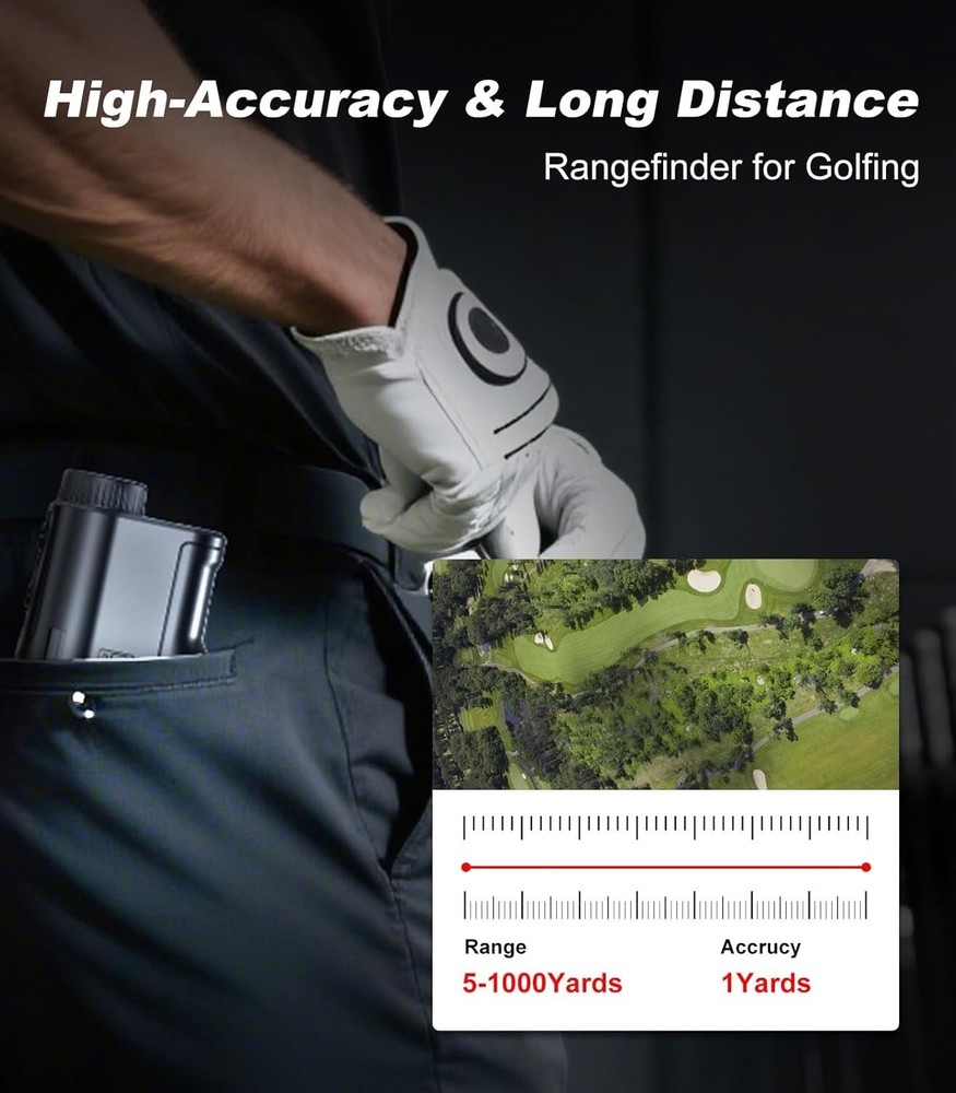 Lightweight Golf Rangefinder - Accurate 1000 Yards with Slope Compensation Tech