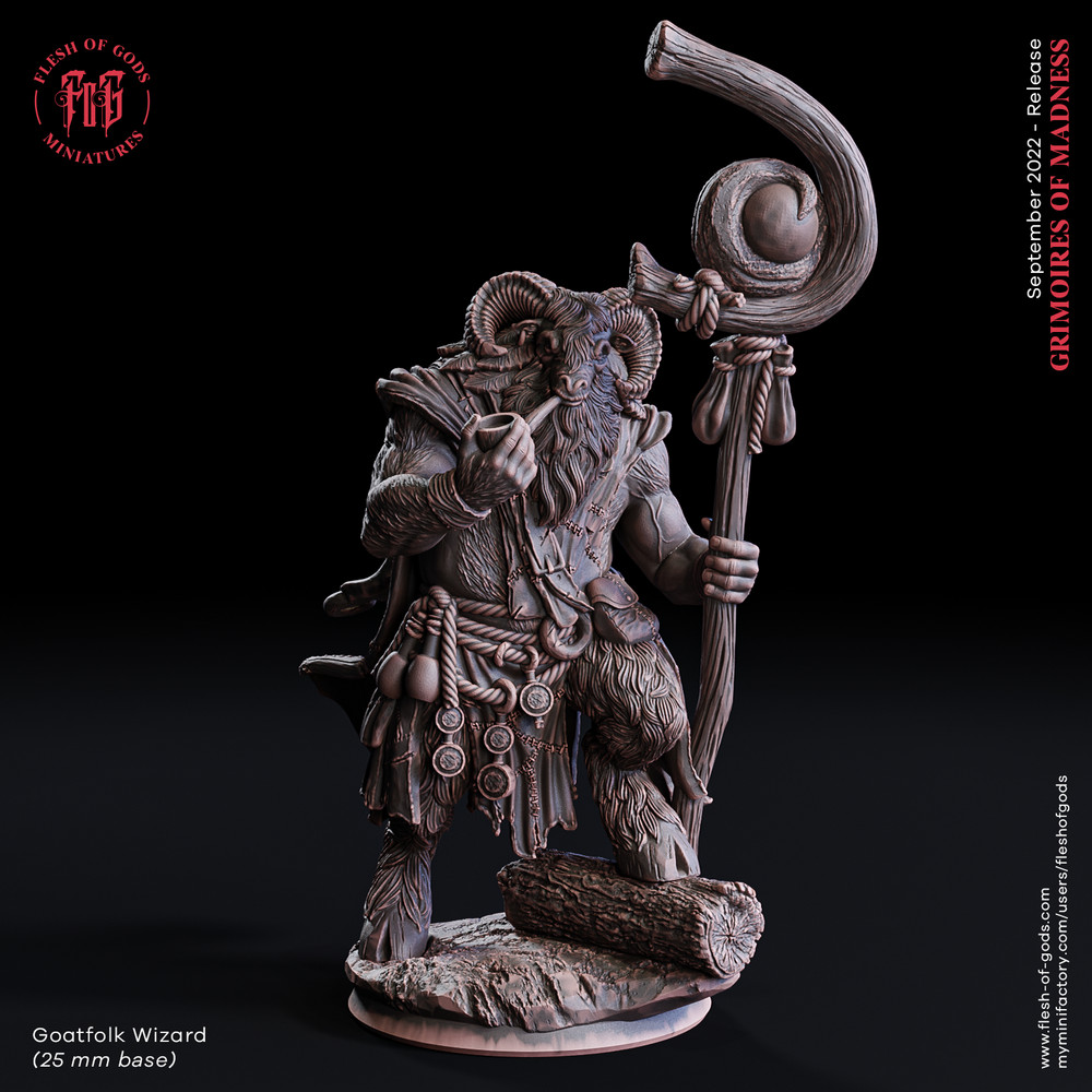 DnD Goatfolk Wizard Mini 32mm Scale