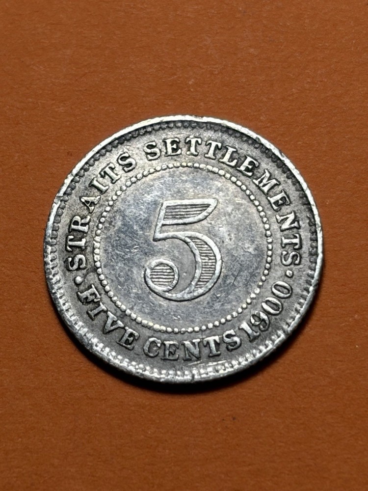 1900 Straits Settlements Silver 5 Cents (A2823)