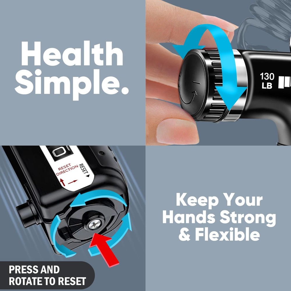 Grip Strength Trainer Set, 2 Pc Forearm Hand Exerciser Squeezer, Black