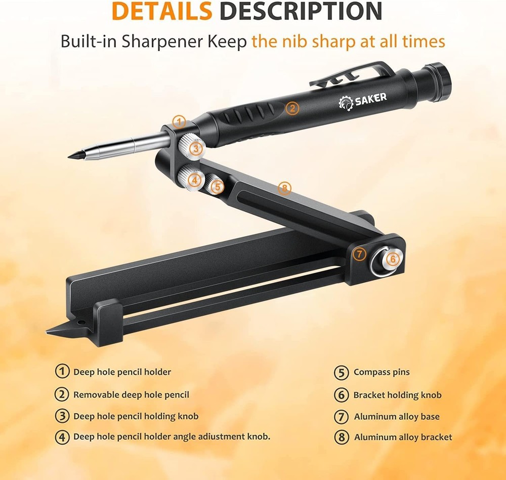 Multi-function Scribing Tool- Construction Pencil- Aluminum Alloy Scribe Tool...