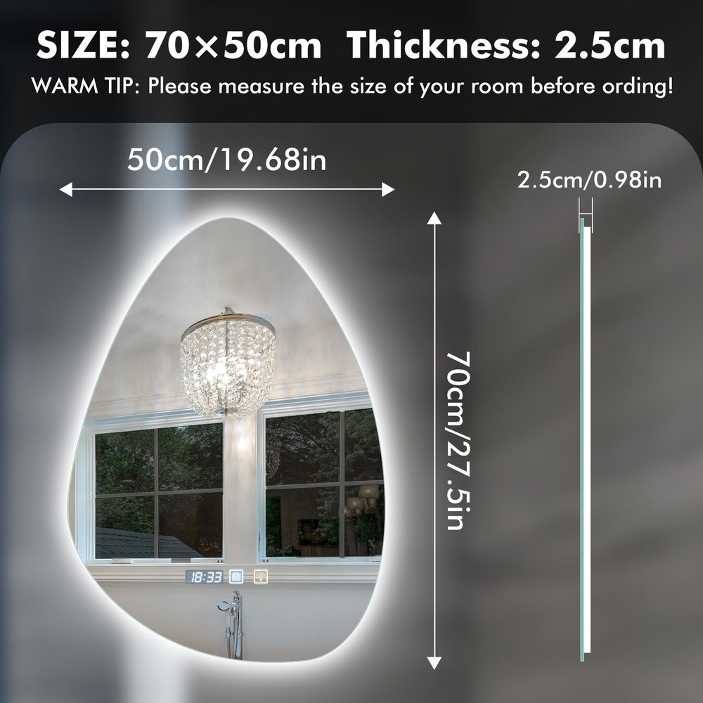 LED Bathroom Mirror With Light 3 Colors Led Bathroom Vanity Mirror Durable