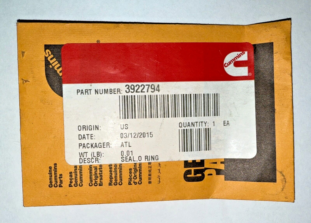 Cummins 3922794, O-Ring Seal