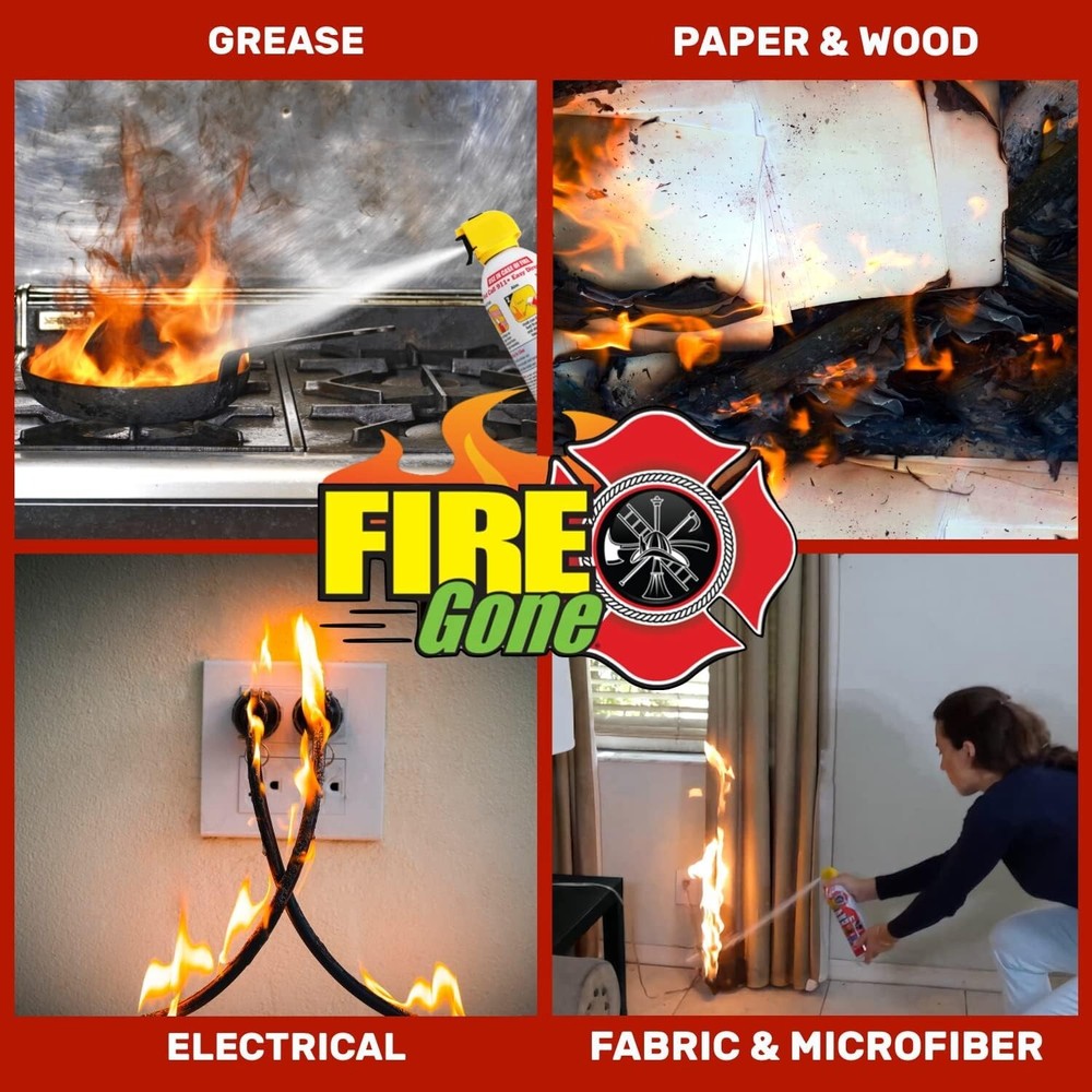 Fire Gone 5-in-1 Compact Fire Extinguisher for Car Grease and Electrical -2 PACK