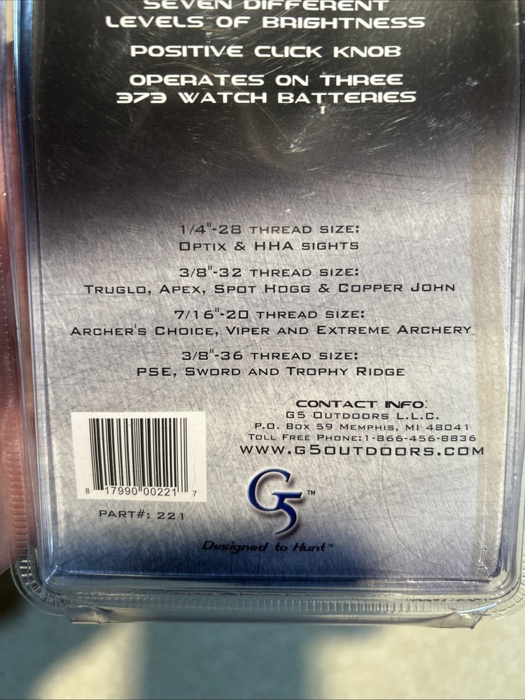 G5 Optix Bow Sight Light Adapters Read