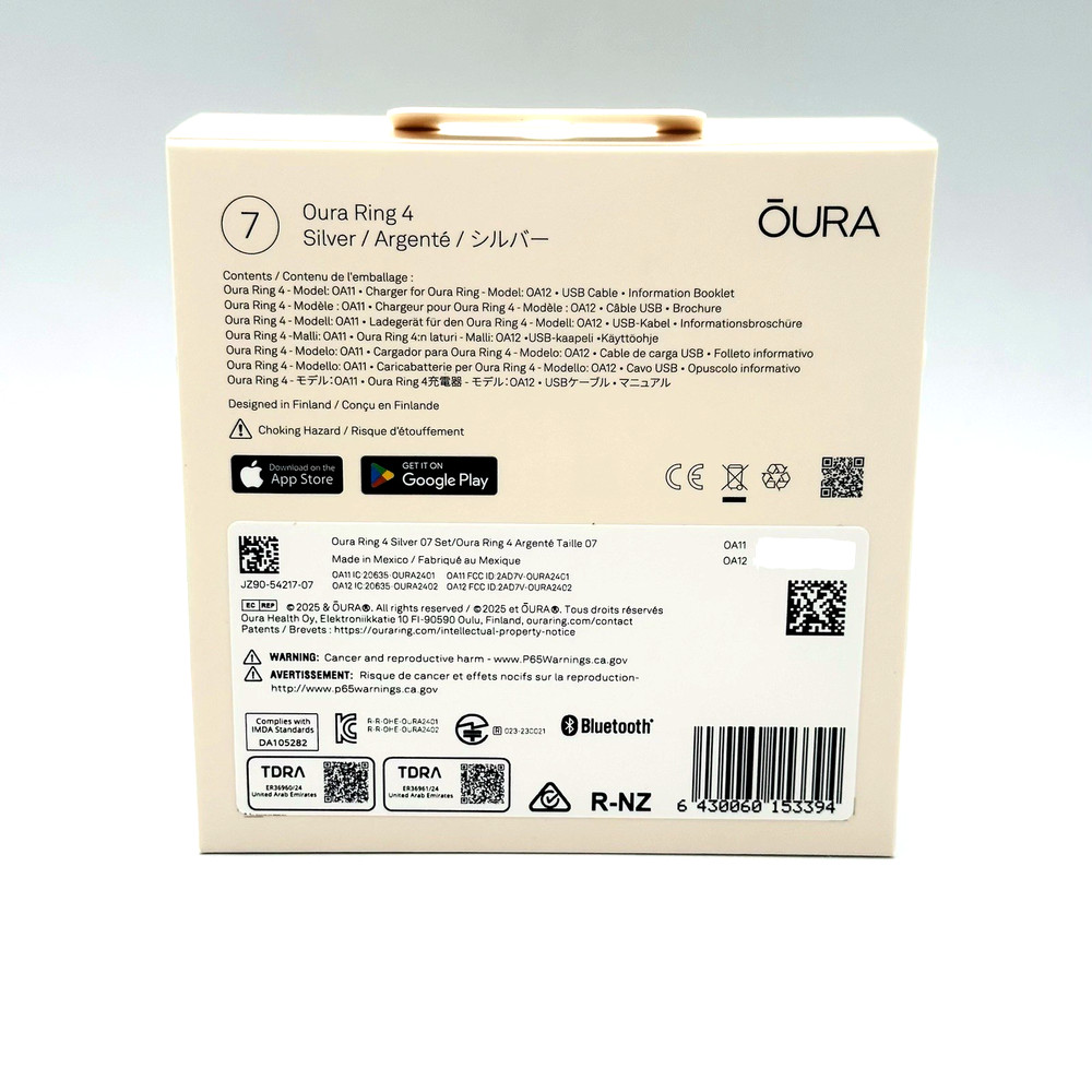 Oura Ring 4 - Smart Ring (Gen 4) - Silver - Size 7 - New and Sealed