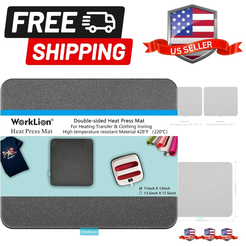 Heat Press Mat 11"x13": Double-Sided Fireproof Materials Protective Resistant...