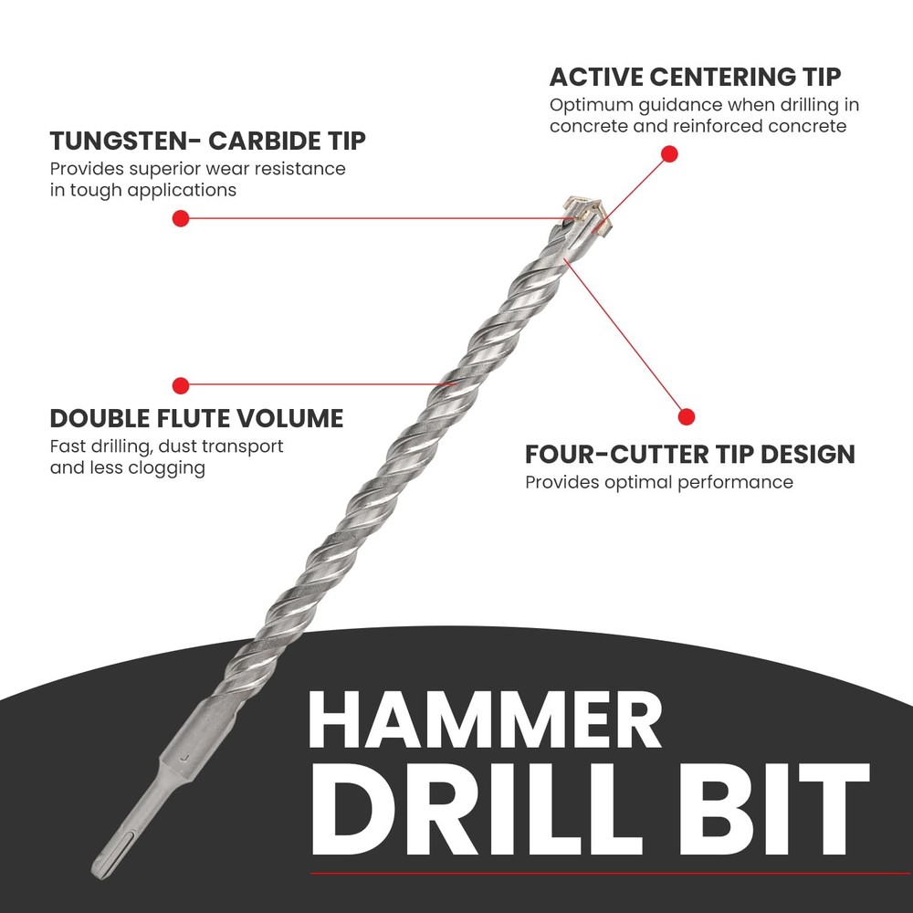 1 X 13 in SDS Plus Bits, Rotary Hammer Drill Carbide 1