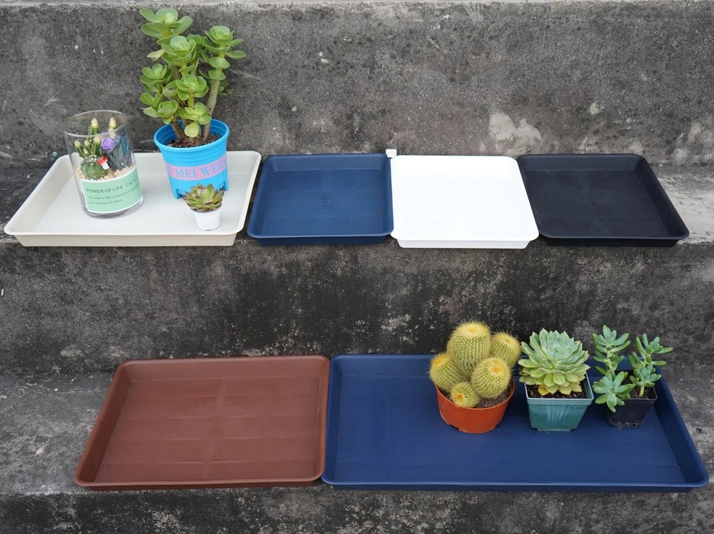 Plant Saucer Growing Tray Seed Starter Rectangular Heavy Sturdy Plastic Drainage