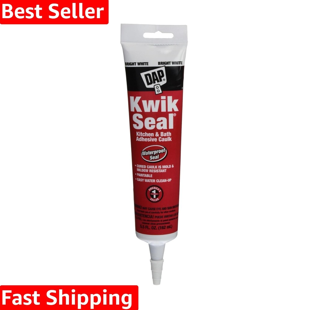 Waterproof Tub and Tile Caulk - Easy Application, 5.5 oz, White