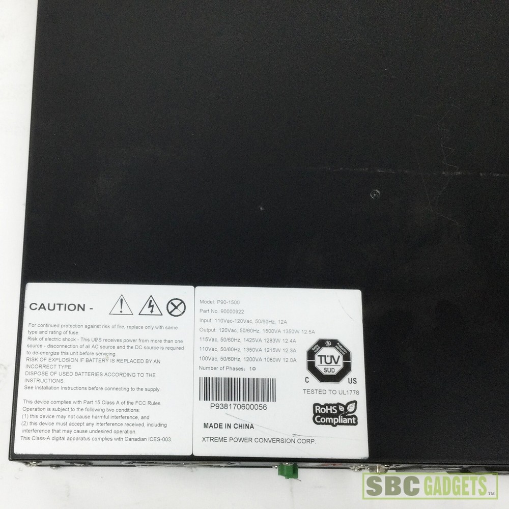 P90-1500 UPS XTREME Power Conversion MISSING BATTERY PACK PN: (90000922)