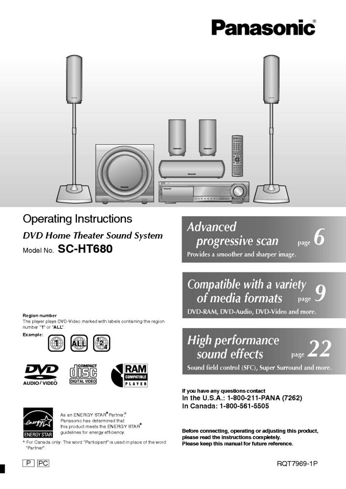 Panasonic SC-HT680 Home Theater System Owners Instruction Manual