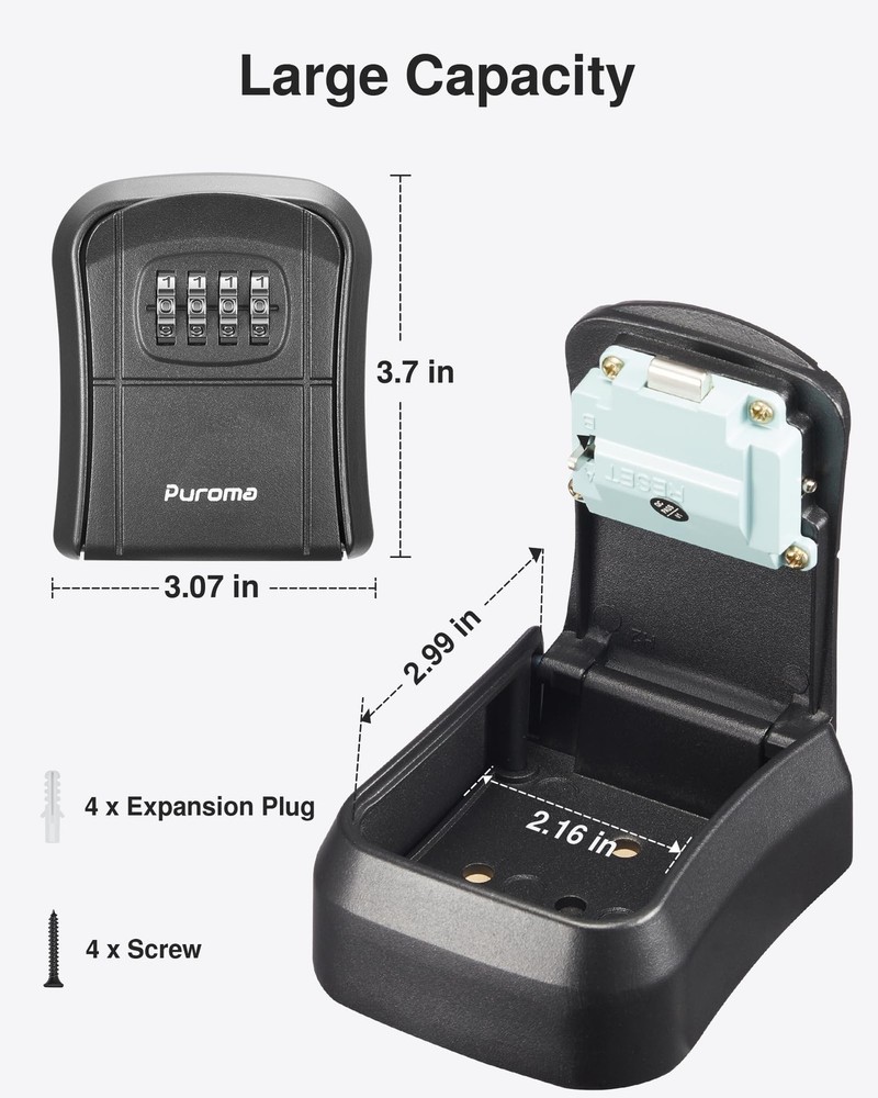 Key Lock Box Combination Lockbox Wall Mounted for House Keys