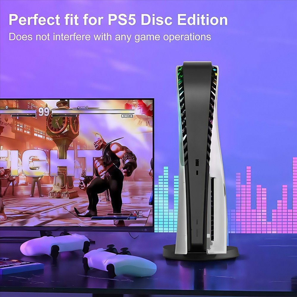 RGB Light Ring & Transparent Replacement Shell for PS5 Disc Edition Console