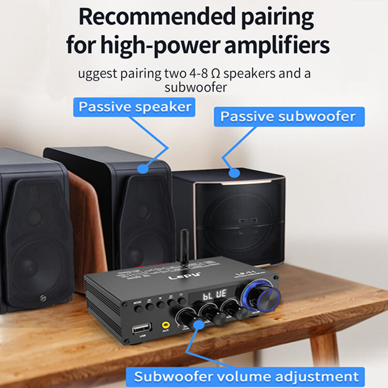 ‌2.1CH Bass-Boost Amplifier: Seamless AUX/RCA Input & Silent Operation‌