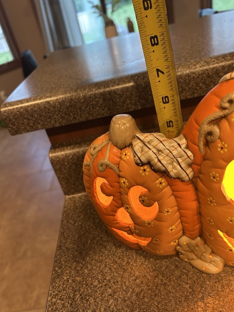 Ceramic Light Up Halloween Jack-O-Lantern Pumpkin Patch Light double Sided