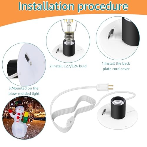 Blow Mold Light Kit Replacement Medium Base LightLight Cord with White 2 Pcs
