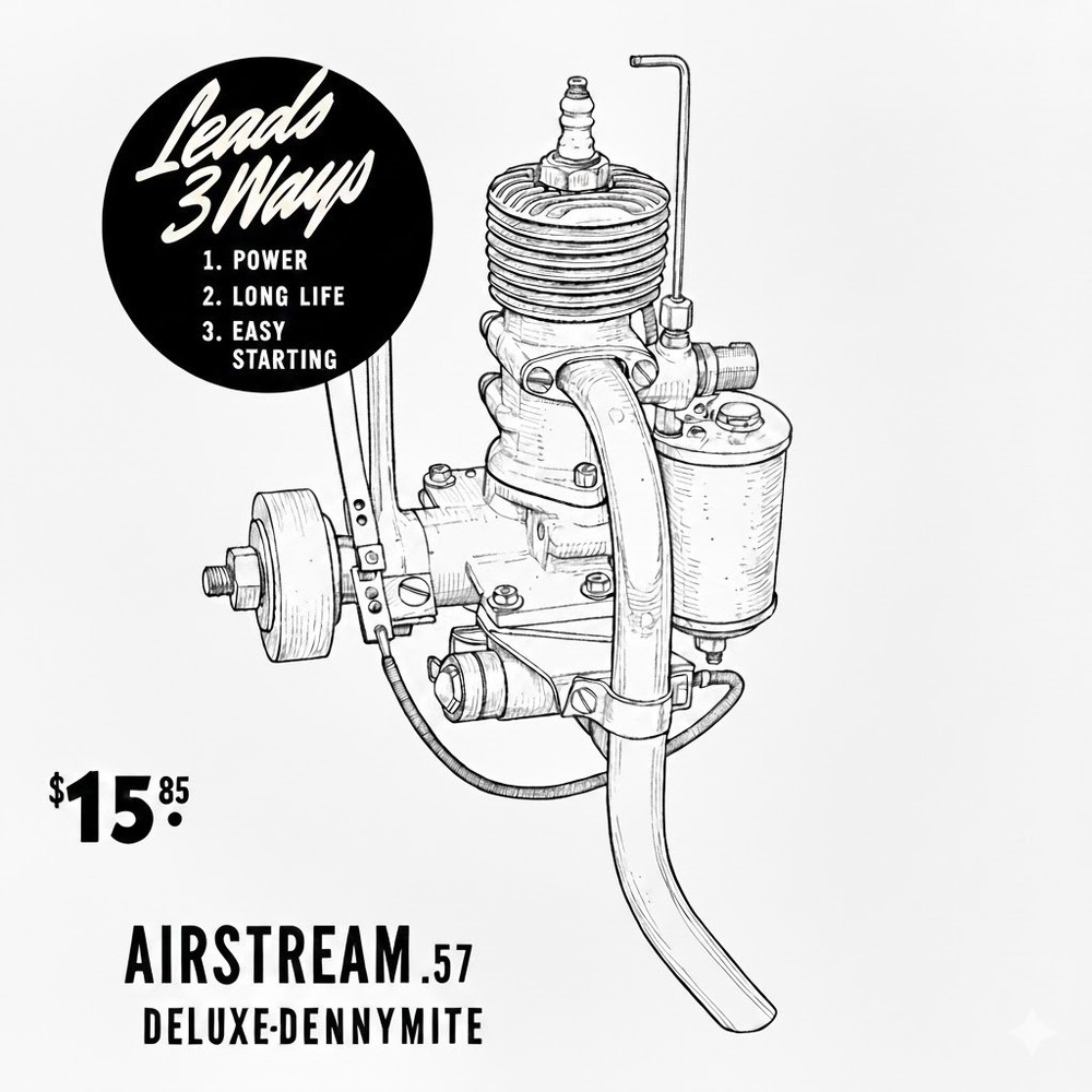 Dennymite .57 Airstream Deluxe Engine, Vintage Model Engine 1935