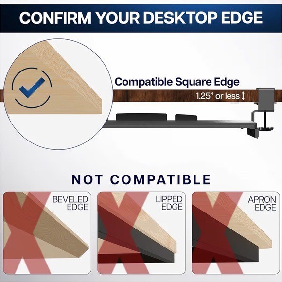 Large Keyboard Tray Under Desk Pull Out w Extra Sturdy C Clamp Mount System