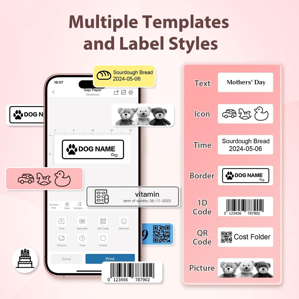 P21 Label Maker Machine with Tape, Label Printer Thermal Mini Label Makers wi...