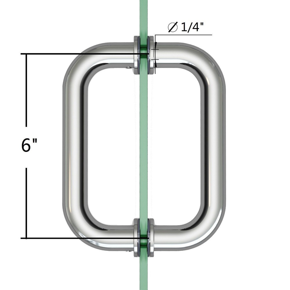 SUNNY SHOWER Stainless Steel Frameless Shower Door Hinge w/ Pull Handle Set