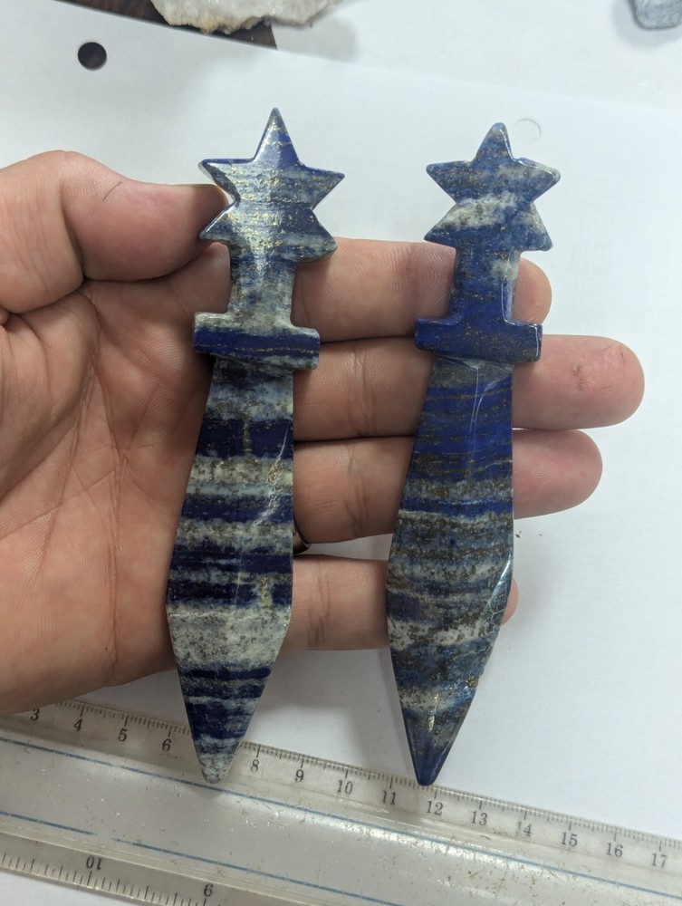 Lapis Lazuli Carved Stone Crystal Dagger Knife Sword
