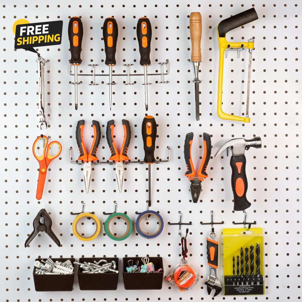 120PCS Pegboard Accessories Organizer Kit, Peg Board Hooks Assortment with Bins