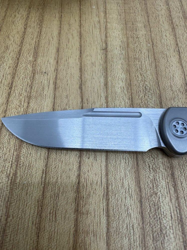 SharpByDesign Mini Tempest Titanium / Blue CF Inlay – Satin Blade – w/ Box