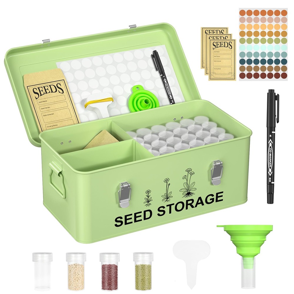 60 Slots Seed Organizer Seed Storage Seed Box 3 Compartments Seeds Organizer ...