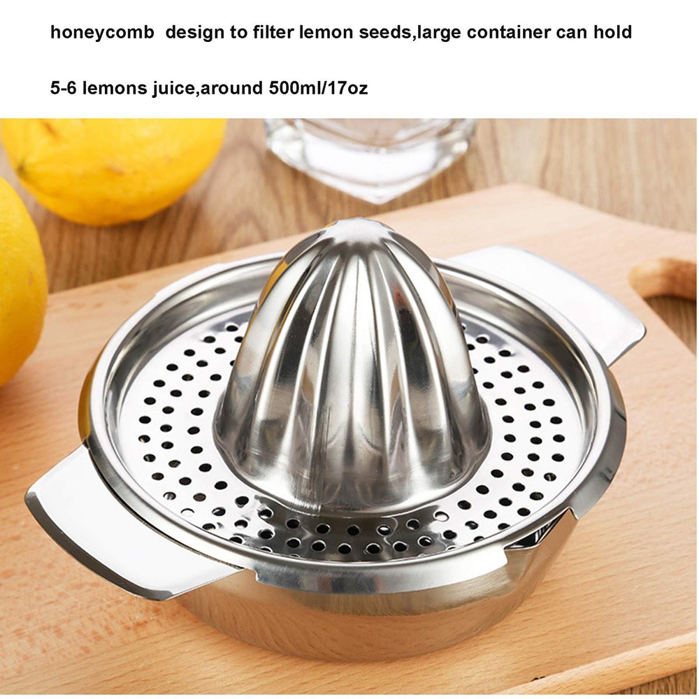 Stainless Steel Squeezer Citrus Juicer Handheld with Bowl Storage Container