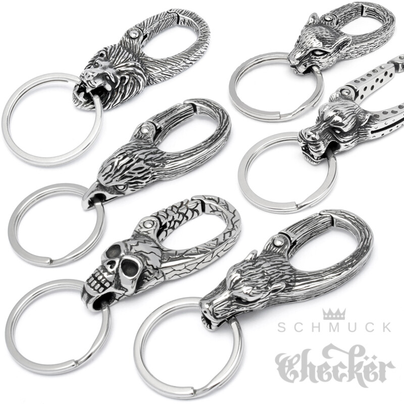 Stainless Steel Keychain Snap Hook Keyring Biker Men Men