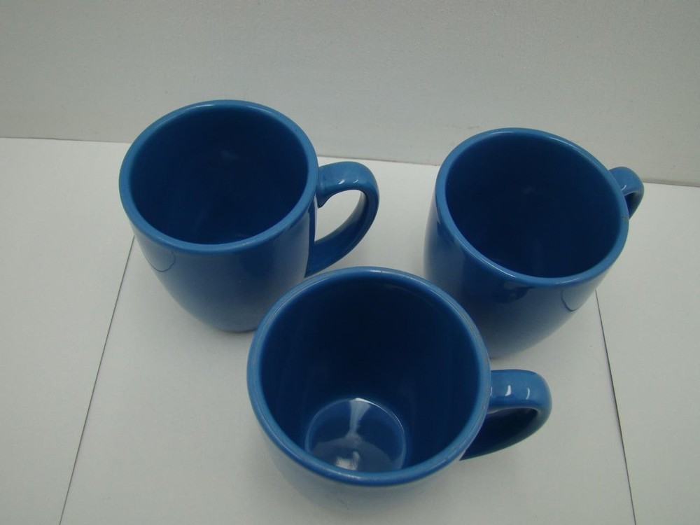 3 Corelle Medium Blue Stoneware Mugs