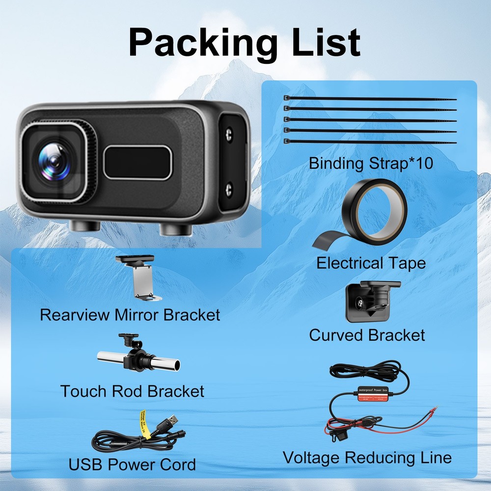 Motorcycle Dash Cam 2K HD 140° Wide Angle APP 64G Card Waterproof Gravity Sensor